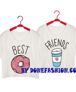 BEST FRIENDS CUP AND DONAT  CROP SHIRTS