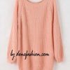 Batwing Puff Sleeve Ginger Jumpers Pink Sweater