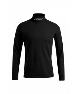 CUT HERE TURTLE NECK BLACK LONG SHIRTS