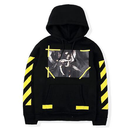 off white cut off hoodie yellow