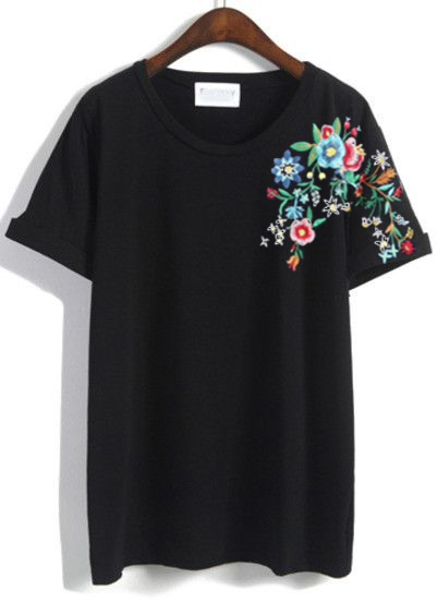 Floral embroidery Tees