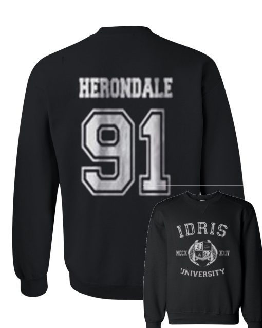 Herondale 91 IDRIS University sweatshirt front  back