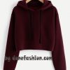 Long Sleeve Cropped Hoodie Red Heart