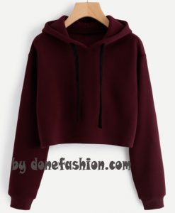 Long Sleeve Cropped Hoodie Red Heart