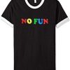 No Fun Unisex adult black white ringerTess