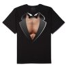 Open black design tuxedo graphic tees