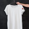 RED Rose left sleve white TShirt