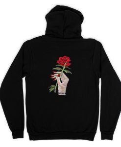 Red Rose Black  Back Hoodies