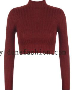 Turtle Neck Ribbed Crop Top