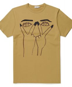 Two Eyes Hand Unisex adult Brown T shirt