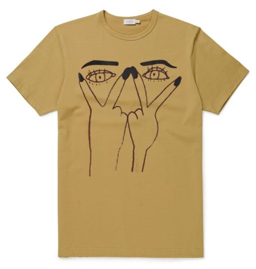 Two Eyes Hand Unisex adult Brown T shirt