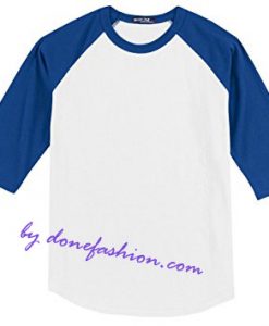 Unisex Blue Ringer  Baseball Tee White