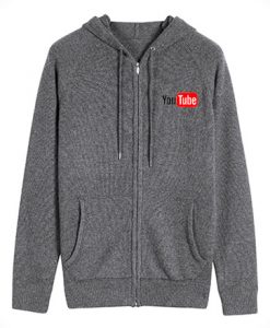 You Tube Logo Grey Dark zipper Hoodie