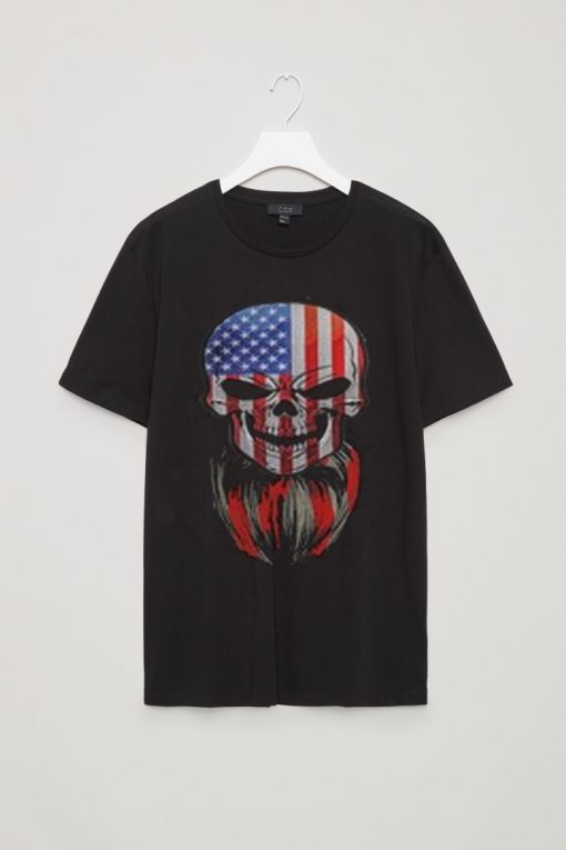 black hagnSkull American Flag T Shirter shirt