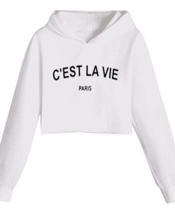 c'est la vie paris cropped hoodie