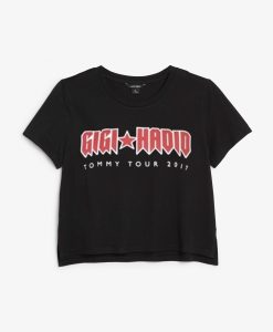 gigi hadid black crop  tshirt