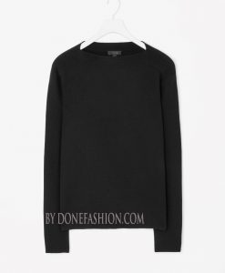 wide neck wooll sweater black