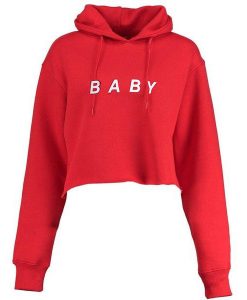 BABY CROP HOODIE RED