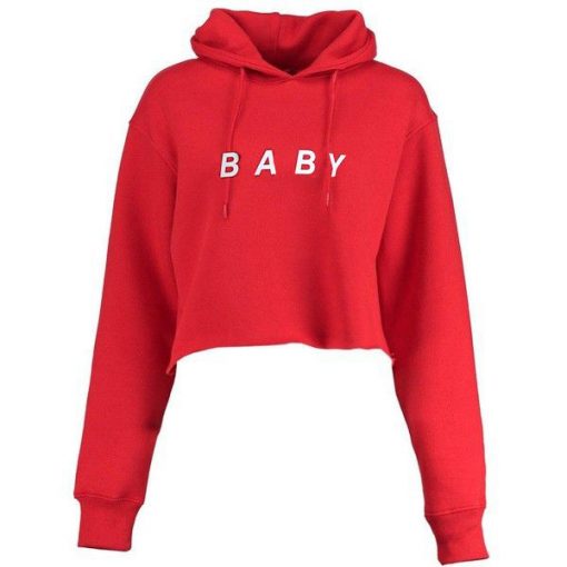 BABY CROP HOODIE RED