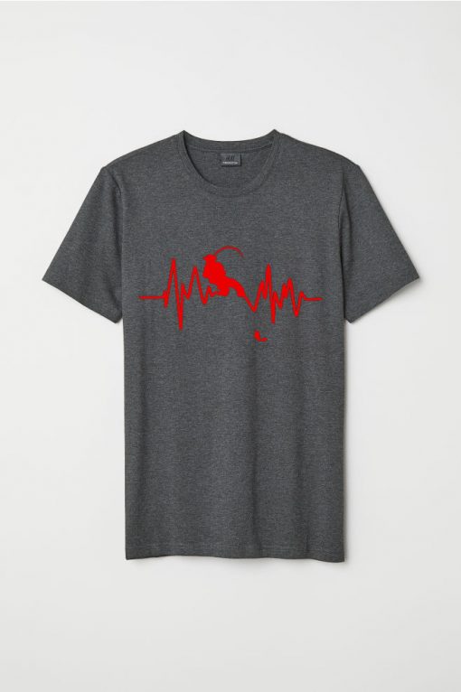 Funny Fishing Heartbeat Grey Shirts