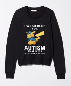 Pikachu wear blue for Autism awareness Long sleeve tshirts