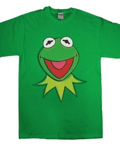 The Muppets Kermit the Frog Face and Collar Adult Green T-shirt