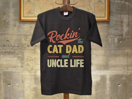 Vintage Rocking The Cat Dad Uncle Life Shirt