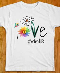 mimilife Heart Floral Gift Woman Mom Love T-Shirt