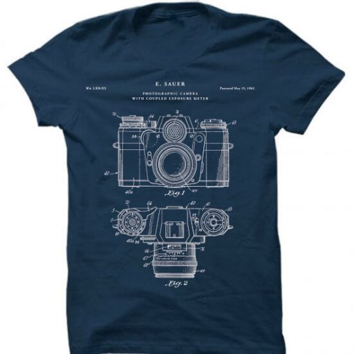 Camera Patent Blue Navy T Shirt