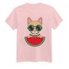 Cat Watermelon Unisex Short Sleeve PINK Tee