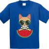 Cat Watermelon Unisex Short Sleeve BLUE Tee