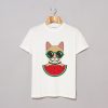 Cat Watermelon Unisex Short Sleeve WHITE Tee