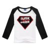 SUPER GAMER BLACK RINGER RAGLAN T SHIRTS