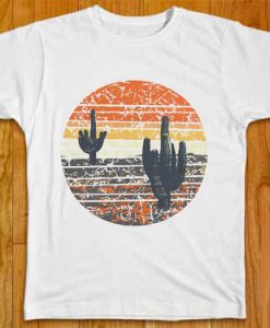 Vintage Cactus Sunset Mens T Shirt