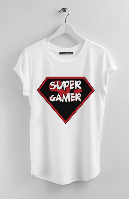 super gamer white t-shirt