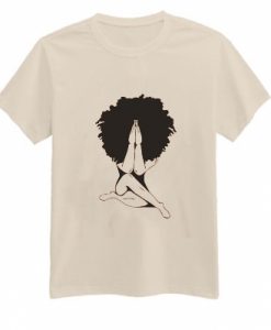 Afro woman Praying light cream T-shirt