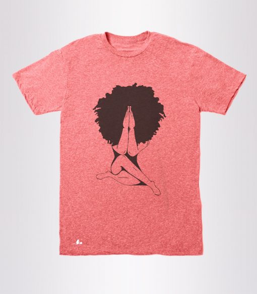 Afro woman Praying pink maroon T-shirt