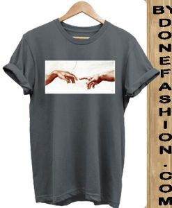 Michelangelo Creation Of Adam Hand Of God soft grey