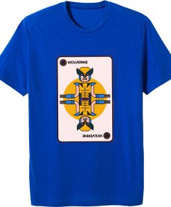 X Men Wolverine Playing Card Men's T-Shirt blue