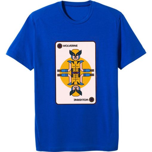 X Men Wolverine Playing Card Men's T-Shirt blue