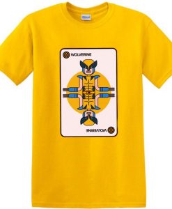 X Men Wolverine Playing Card Men's T-Shirt yellow