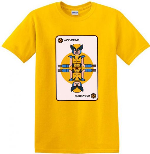 X Men Wolverine Playing Card Men's T-Shirt yellow