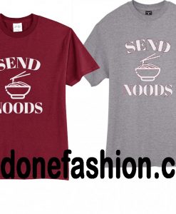 send Noods maroon and grey shirt