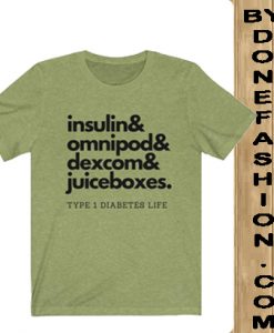 Type 1 Diabetes Unisex green maroon T-shirt