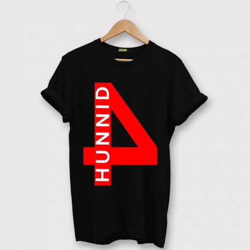 4 Hunnid White Print Youth Black T Shirt