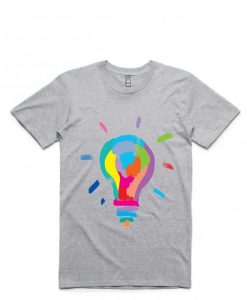 Color Painted Bulb Design Grey T shirt