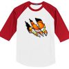 GARFIELD SCARTCH BLACK RAGLAN RED SLEEVES TEES