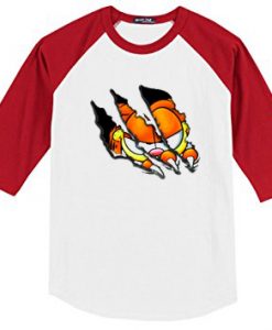 GARFIELD SCARTCH BLACK RAGLAN RED SLEEVES TEES