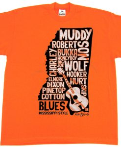 Mississippi Delta Blues map Orange Tee