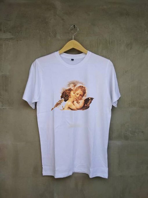 Angel Cheek Kiss Unisex white t shirts